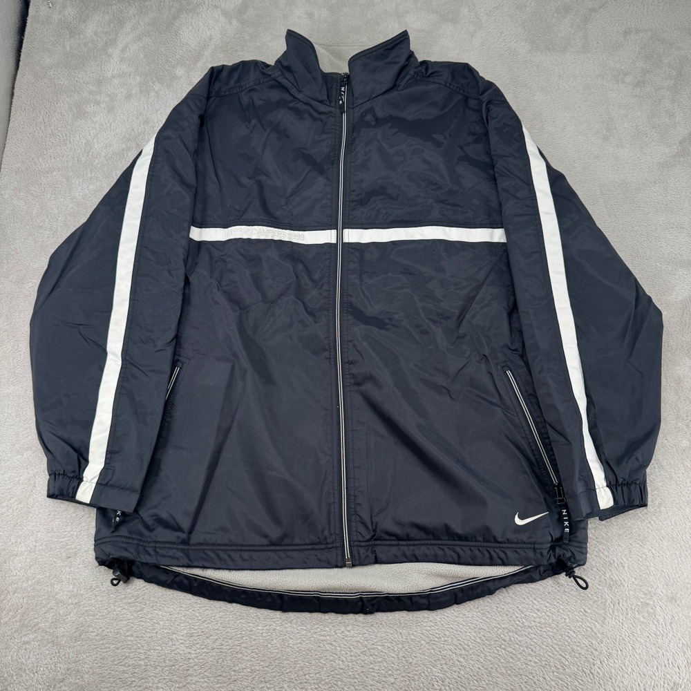 Nike Mens XL Black Windbreaker Jacket Preowned Fleece Lined Full Zip